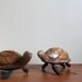 vintage hand carved wooden sea turtle figurines, animal, tortoise, brown, wood, ocean