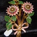 Large Vintage Hand Painted Pink Flower Rhinestone Pin Brooch-SALE-