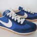 Vintage Blue and White Leather Nike Swoosh Running Sneakers