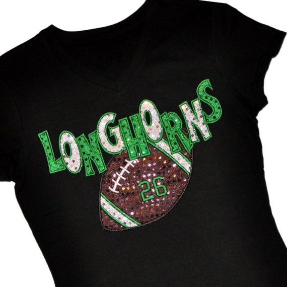 Items similar to Custom FOOTBALL Sequin Applique Spirit Shirt