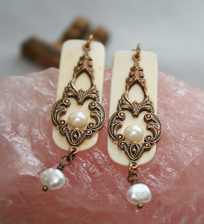 Upcycled Ivory Piano Key Jewelry Ivory Earrings Victorian