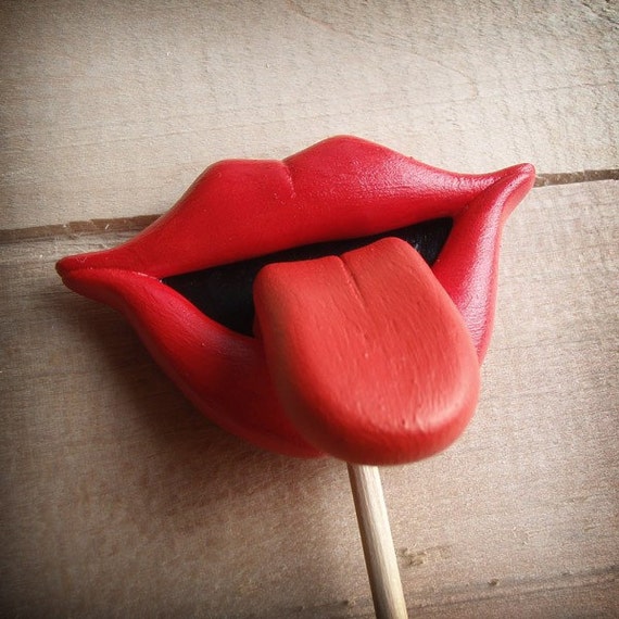 The Tease Mouth on a Stick Single by WhiskerWorks on Etsy