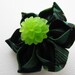 Emerald Shadows Kanzashi Hair Flower Barrette in Green and Black