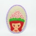 SALE A Girl with a Strawberry hat felt pin