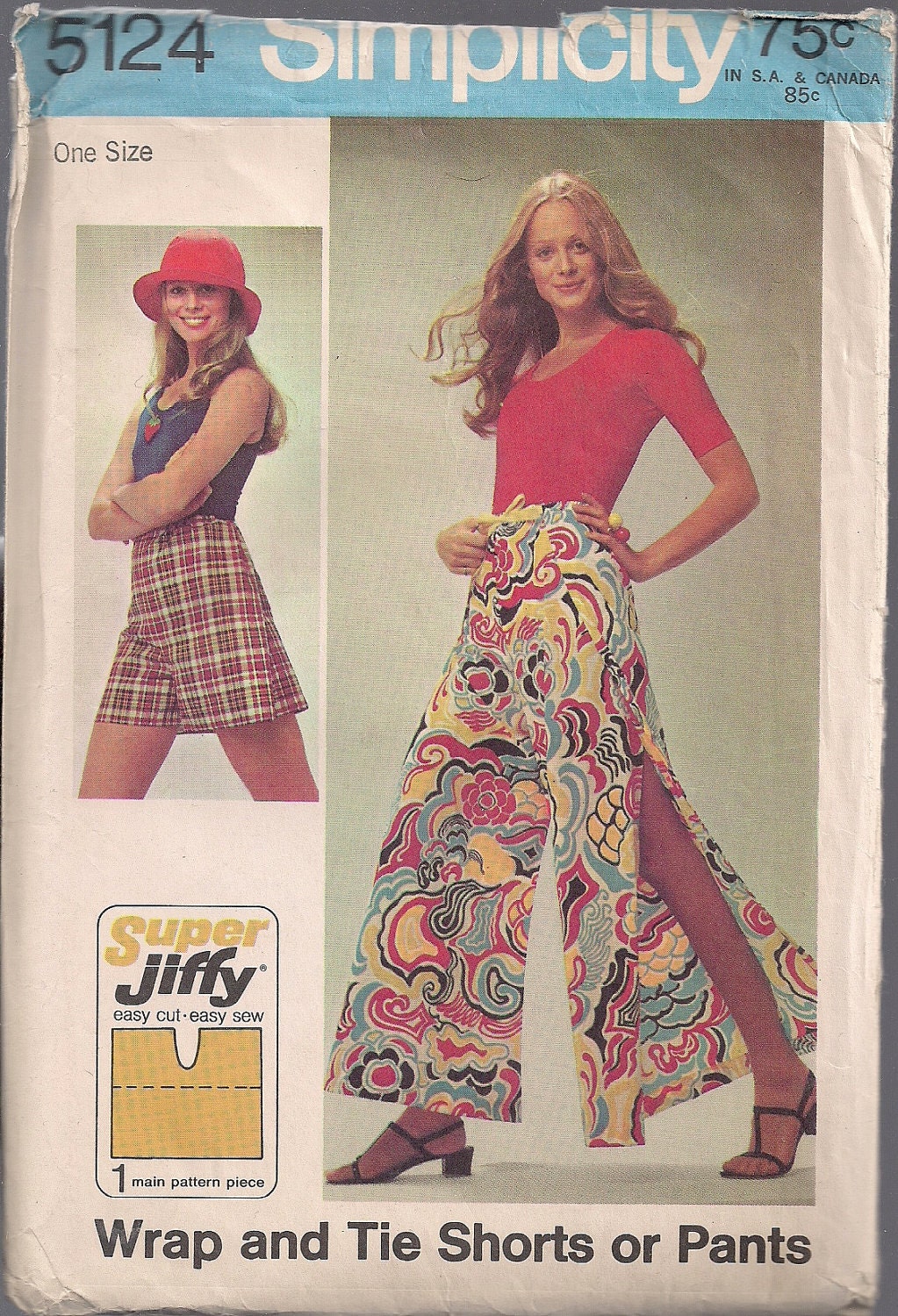 Vintage 1970s 70s Wrap Pants Sewing Pattern Simplicity 5124