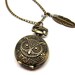 Owl Locket Watch Necklace - small size woodland animal jewelry retro vintage antique style clock long chain bronze feather szeya designs