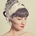 Feather headband with birdcage veil overlay- style 114