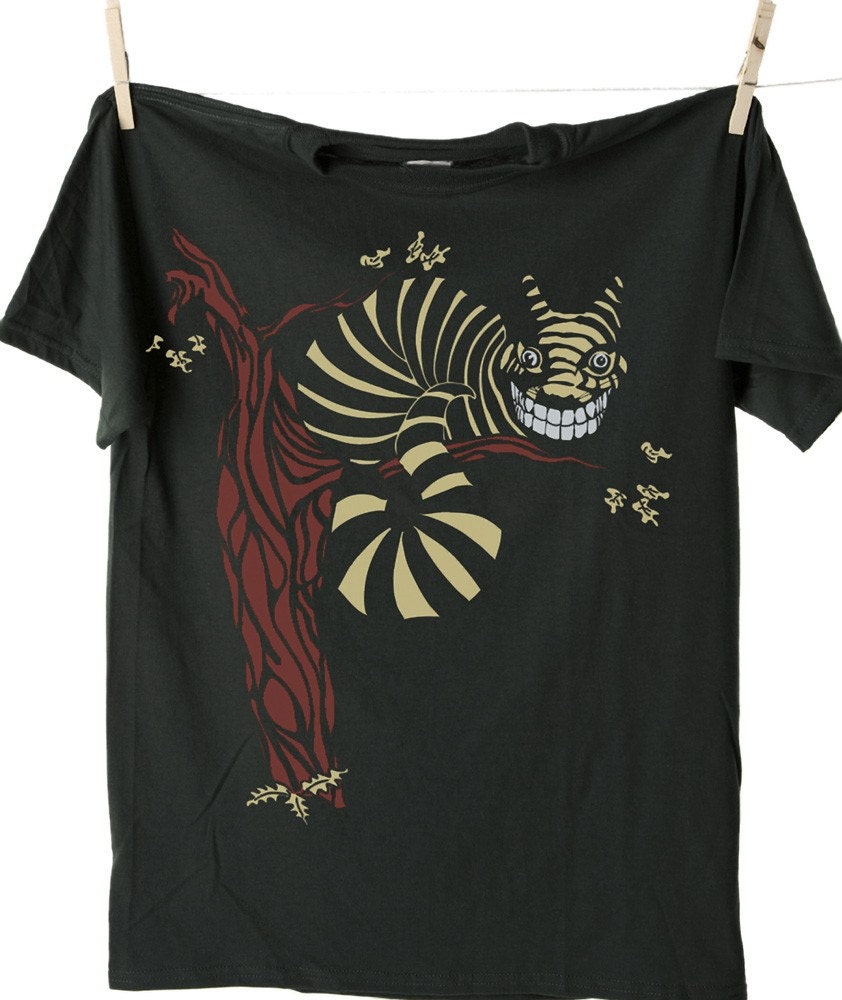 Cheshire Cat Tshirt Alice in Wonderland Glow in the Dark