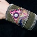 Cuff Gypsy Peace Cuff Olive Green Hmong Embroidery Indian Mirror Boho Hippie Gypsy Fabric Bracelet