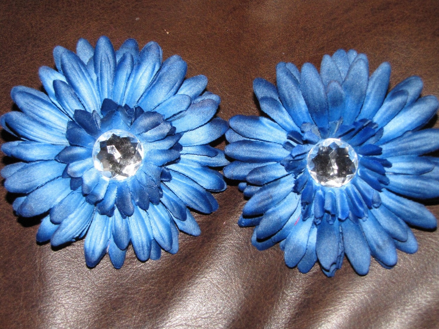 Navy blue silk flower heads gerber daisy