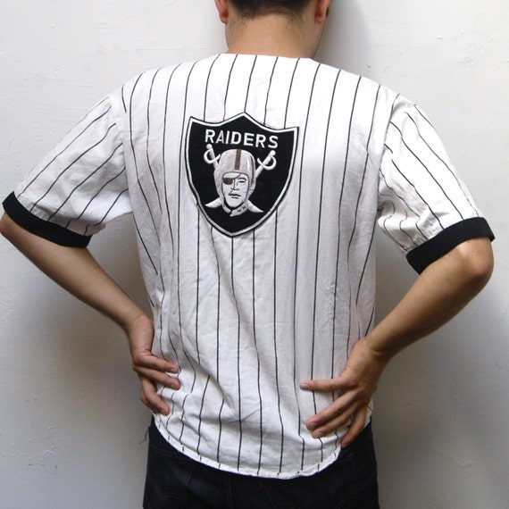vintage 80s RAIDERS striped white black BASEBALL by CairoVintage