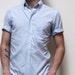 vintage OXFORD light blue cotton SPRING short sleeve button up SIZE 15