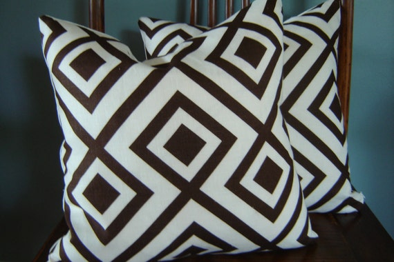 LA FIORENTINA Pillow Cover, David Hicks Fabric , Brown / Ivory