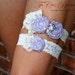 Bridal Garter Set- Ruffles and Lace Design 3- Lavender Ice