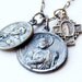 3 Vintage Religious Medals Necklace - St Jude, St Paul, Cross - 30 inch plated chain