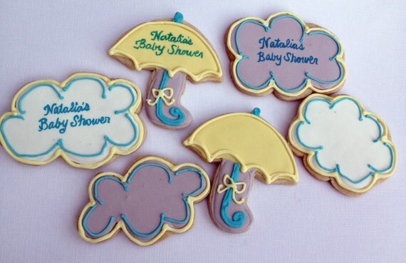 Baby Shower Favors Baby Boy or Girl Yellow Teal Gray 1 dozen Sugar Cookies Il_570xn