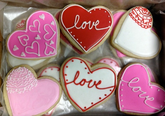 Heart Cookies Love Cookies Birthday Party Favors Decorated Cookies Pink Red Cute Girl Il_570xn