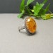 Silver metalwork ring, natural gold amber, romantic, vintage style
