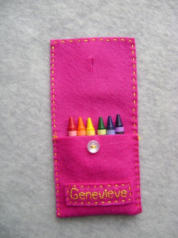 Items similar to Personalized Felt Crayon Holder on Etsy