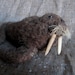 Needle Felted WALRUS sculpture with wooden tusks and whiskers.