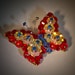 Vintage Brooch 1960s Rivoli Butterfly - Red White Blue Crystal Pin