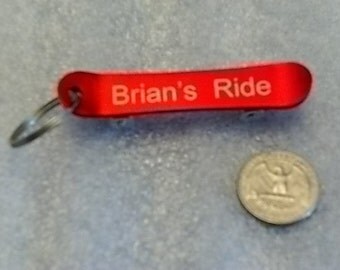 Skateboard Shaped Keychain with Bottle Opener -- Laser Engraved -- Personalized