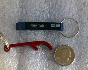 Beverage Tab Keychain with Can or Bottle Opener -- Personalized -- Laser Engraved