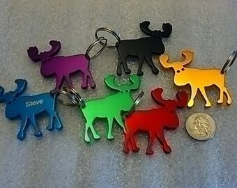 Moose Shaped Keychain with Bottle Opener -- Laser Engraved -- Personalized