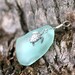 Aqua Blue Hawaiian Beach Glass Pendant with Turtle Honu Charm Wedding Favor Ornament