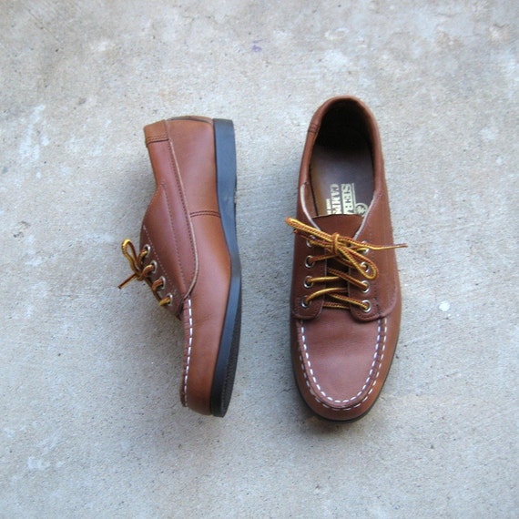 Vintage Sebago Campside Loafers. Leather Lace Up Deck Shoe