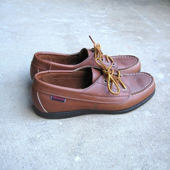 Vintage Sebago Campside Loafers. Leather Lace Up Deck Shoe