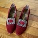 Vintage Mod 1960s Burgundy Heels with Large Buckle Size 7.5/8