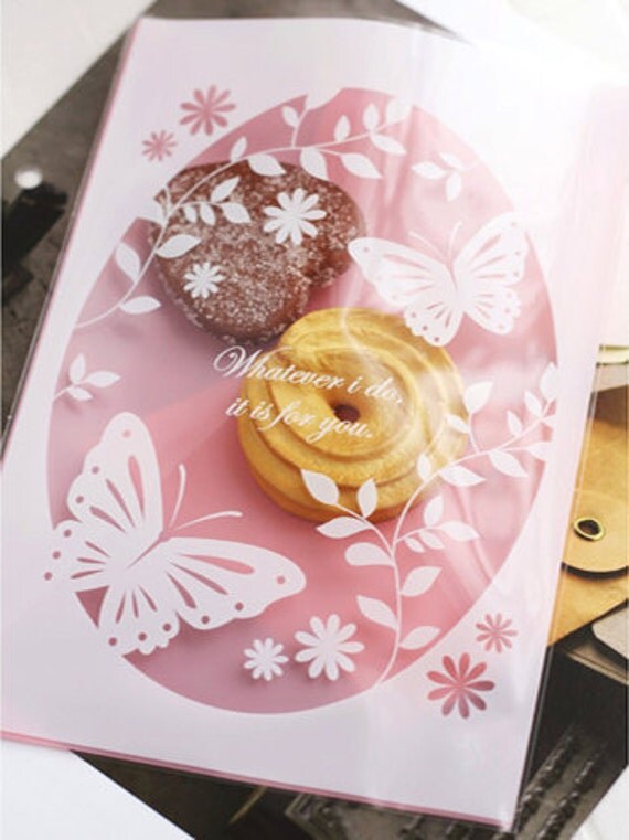 Pink Butterfly Cellophane Bags 20 bags