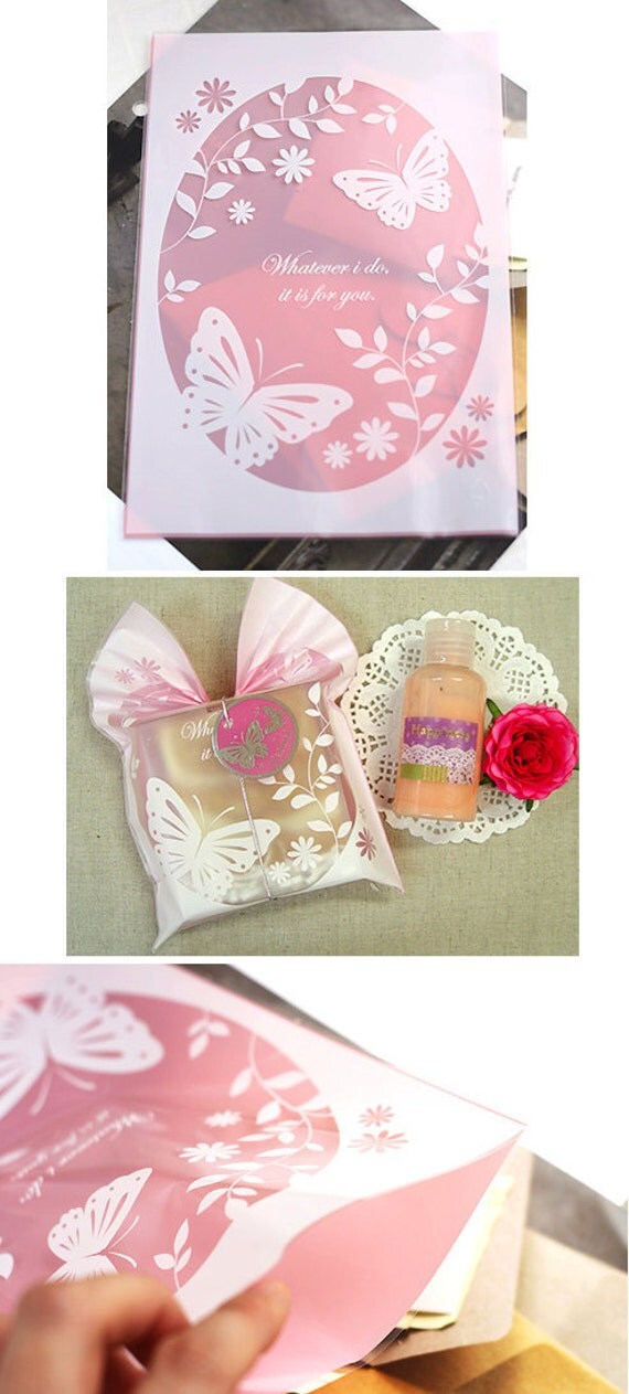 Pink Butterfly Cellophane Bags 20 bags