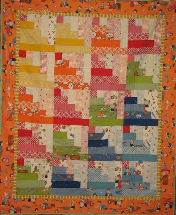 Rainbow Log-Cabin Quilt American Jane