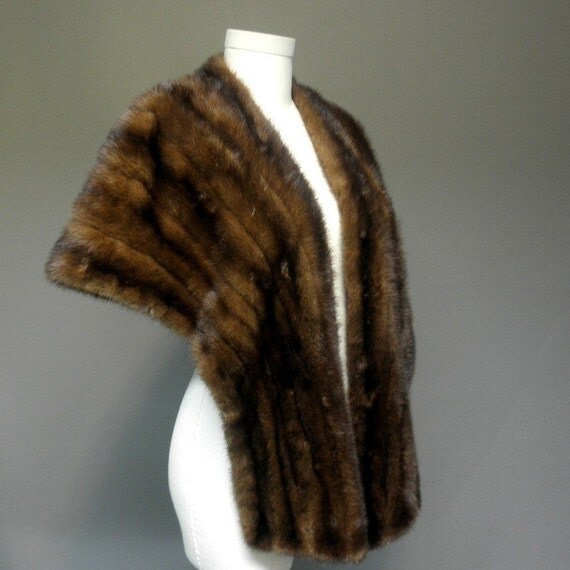 vintage 50s CHOCOLATE MINK stole by EGVintage on Etsy