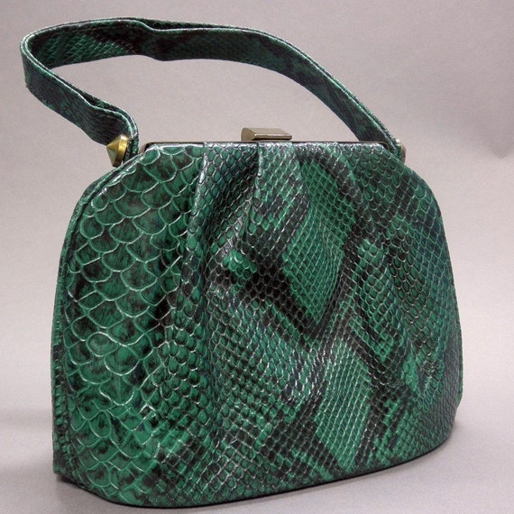 lime green snake skin purse