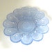 Light Blue Glass Egg Dish with Textured Hobnail Pattern