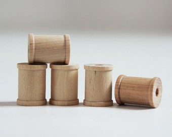 15 Natural Wooden Spools 1 x 3/4