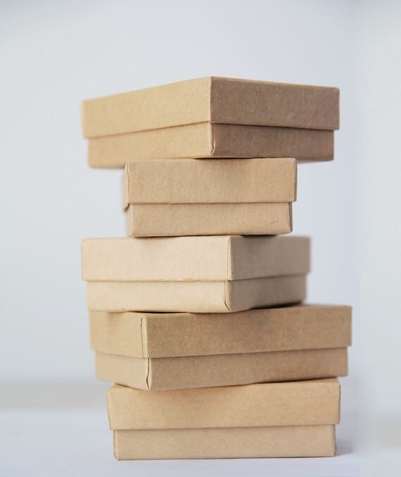 Kraft Jewelry Boxes filled with cotton 31/16 X 21/8 X 1 lot