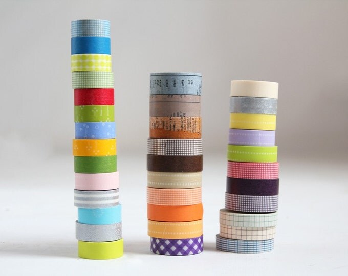 Japanese Washi Tape Digital Image ||Stripes / Dots / Chevron / Grid / Floral / Vintage Assorted Washi Set- Washi Tape Set