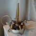 Candle set Shabby Cottage Chic Candle Holder with grungy un-scented Taper candle beige painted metal holder Lavender floral candle wreath