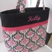 Custom Listing for Christina - Personalized Embroidered or Monogrammed or Sorority Greek Letter Tote Bag - Pink and Black Damask