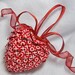 red handmade heart ornament, keepsake valentine decoration,