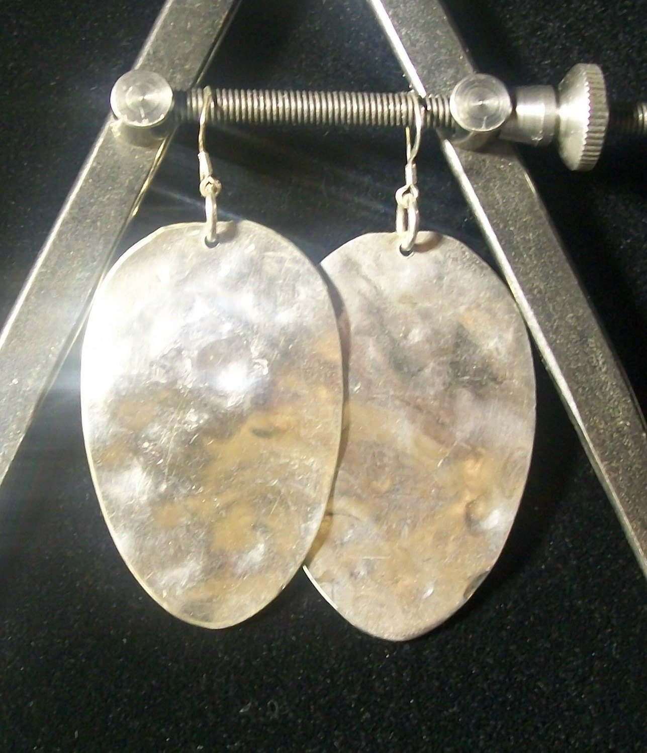 Antique Hammered Spoon Sterling Silver Earrings