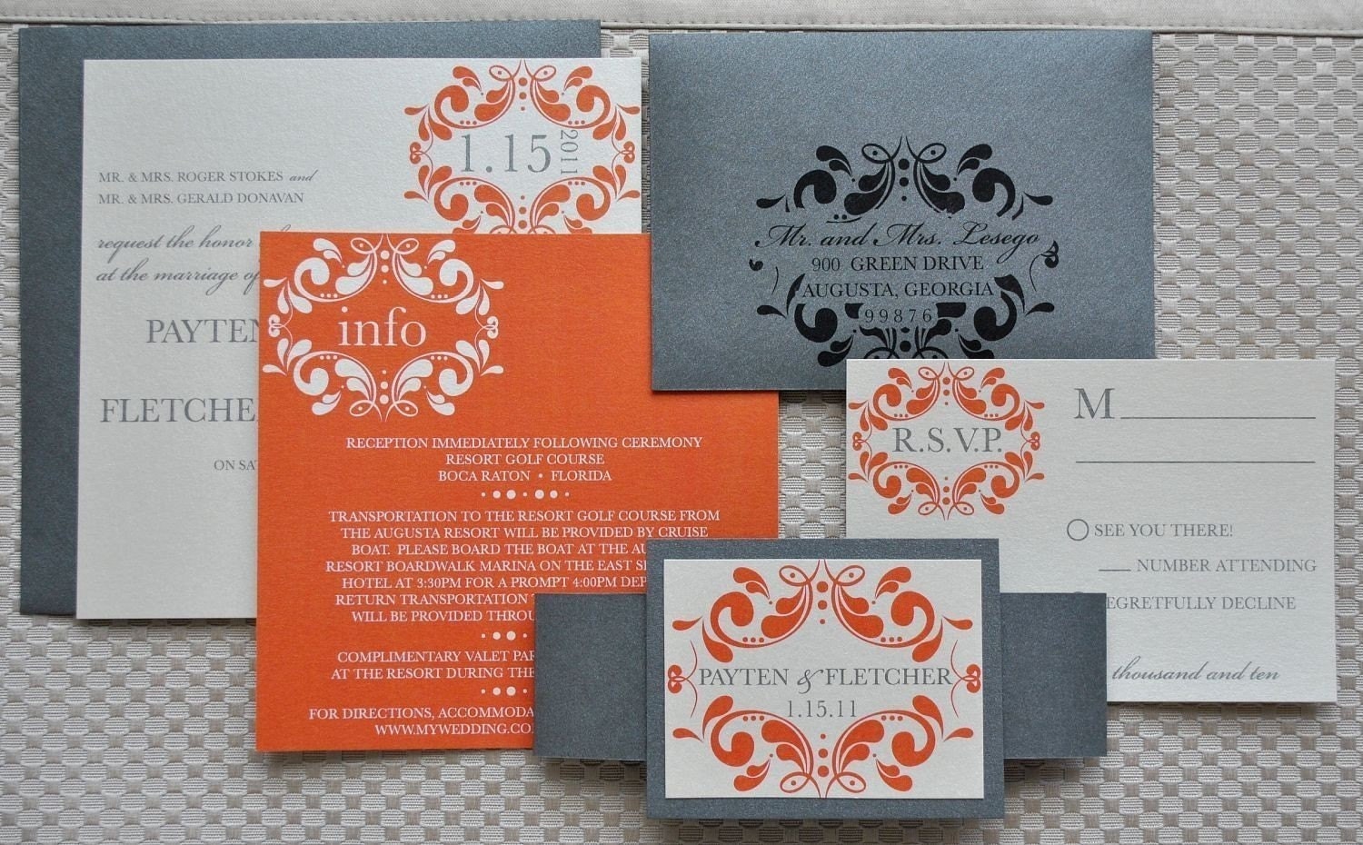 Orange And Silver Wedding Invitations 1