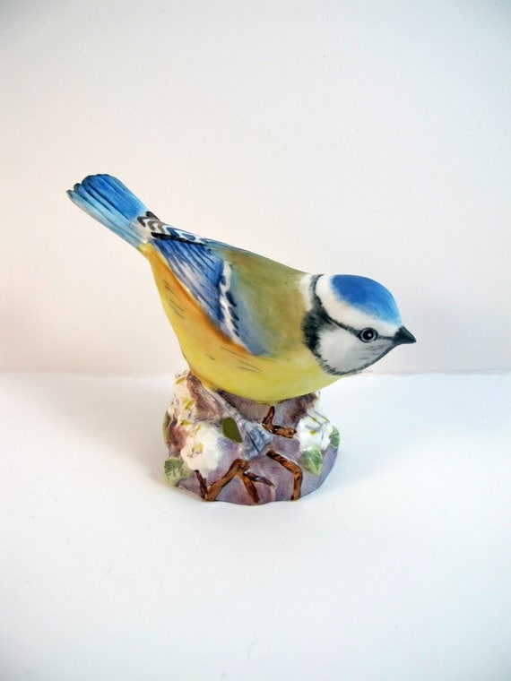 Bird Figurine Royal Worcester Blue Tit 3199 Vintage