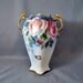 CLEARANCE Vintage Antique NIppon Vase with Roses and Double Handle and M in Wreath Mark