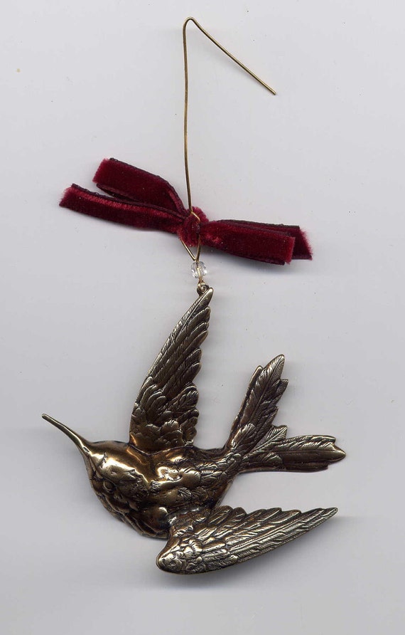Items similar to Hummingbird Victorian Brass Christmas Ornament on Etsy