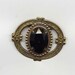 Jet Black Faceted Cabachon Circle Pin Vintage